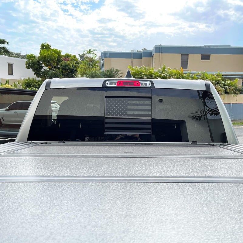 xinghe for Chevy Silverado GMC Sierra 2019-2026 2025 2024 2023 2022, Rear Middle Window American Flag Decals, Matte Black USA Flag Decal for Truck Back Window - Image 2